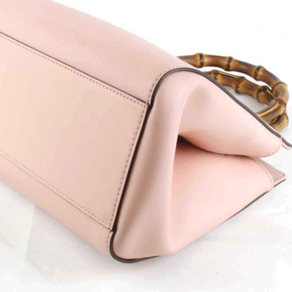 GUCCI Pink Leather Bamboo Bag - Picture 5 of 10